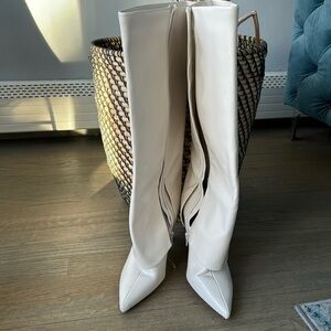 Never worn white knee high boots